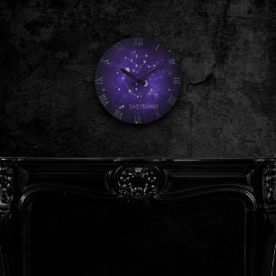Zodiac Purple Sagittarius Astrology Horoscope Runde Wanduhr