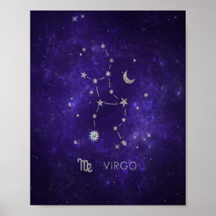 Zodiac Purple Virgo   Cosmic Astrology Horoscope Poster