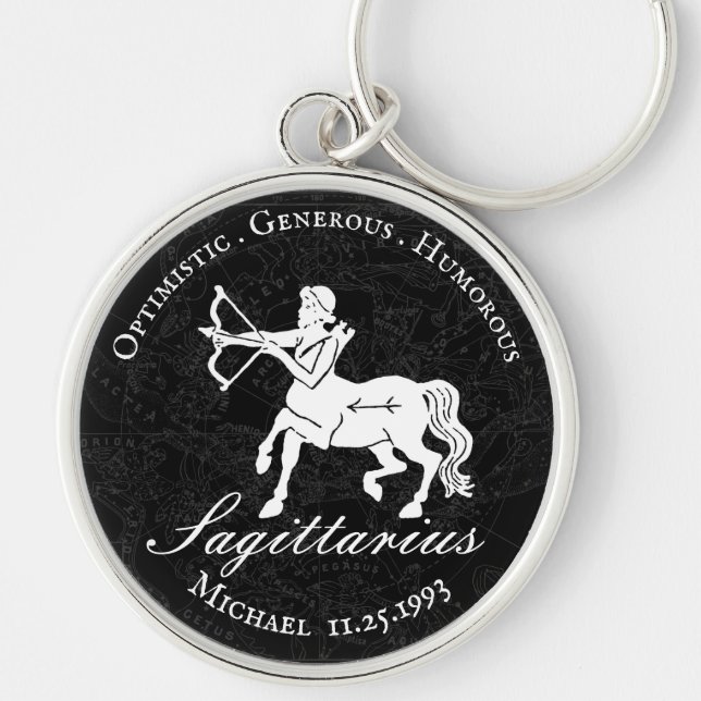 Zodiac Sagittarius Astrologie Custom Vintag Black Schlüsselanhänger (Vorne)