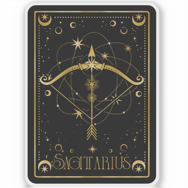 Zodiac Sagittarius Astrologie Schwarz-Weiß Sticker (Vorderseite)
