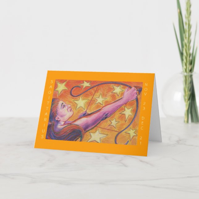 Zodiac Sagittarius "Happy Birthday" Grußkarte Karte (Vorderseite)