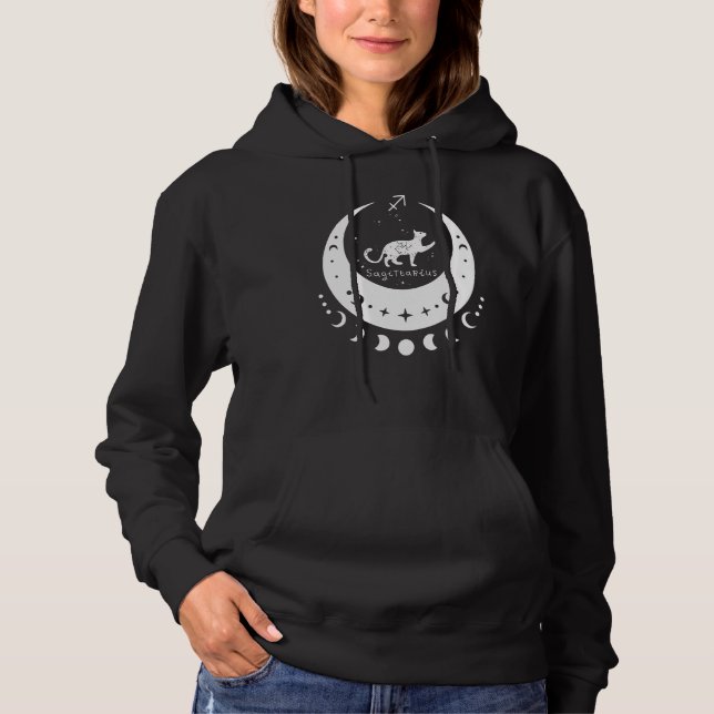 Zodiac Sagittarius Horoscope Astrology Cat Crescen Hoodie (Vorderseite)