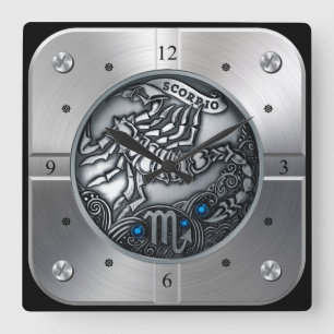 Zodiac ~ Scorpio ~ Celestial ~ Western Astrologie  Quadratische Wanduhr