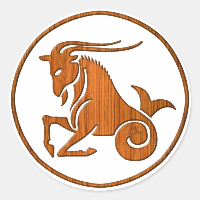 Zodiac Sea Goat Astrologie-Zeichen Runder Aufkleber (Vorderseite)