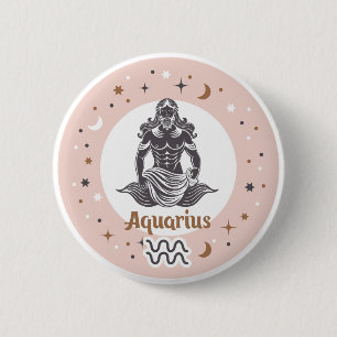 Zodiac Sign Aquarius Button