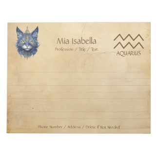 Zodiac Sign Aquarius + Celestial Cat Notepad Notizblock
