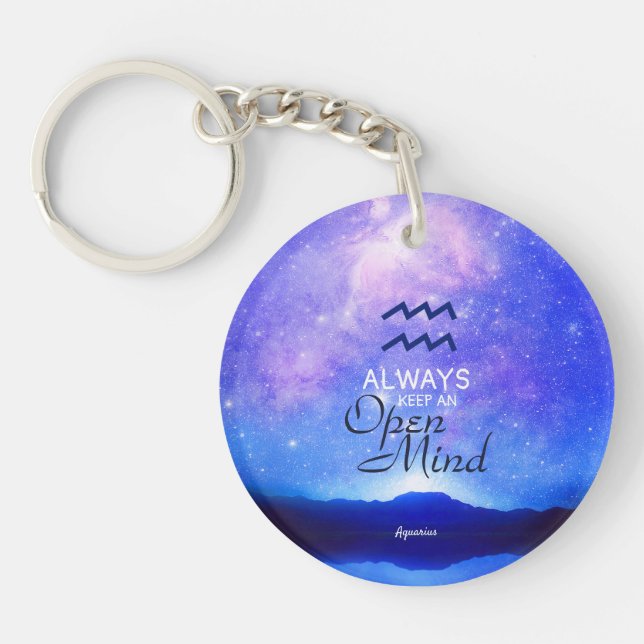 Zodiac Sign Aquarius Dreamy Sky Quote Schlüsselanhänger (Vorderseite)