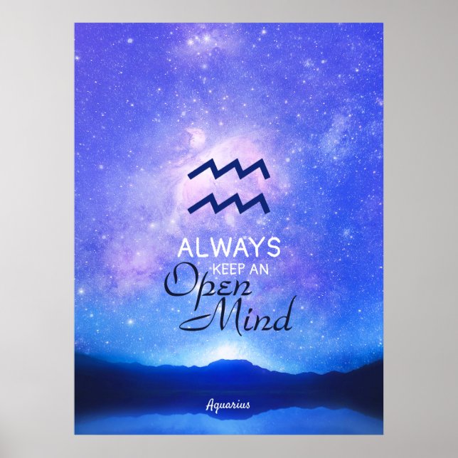 Zodiac Sign Aquarius Dreamy Star Sky Quote Poster (Vorne)