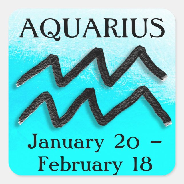Zodiac Sign Aquarius Horoskop Astrologie Quadratischer Aufkleber (Vorderseite)