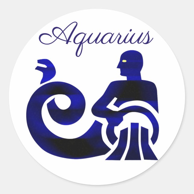 Zodiac Sign Aquarius Lila Horoskop Astrologie Runder Aufkleber (Vorderseite)