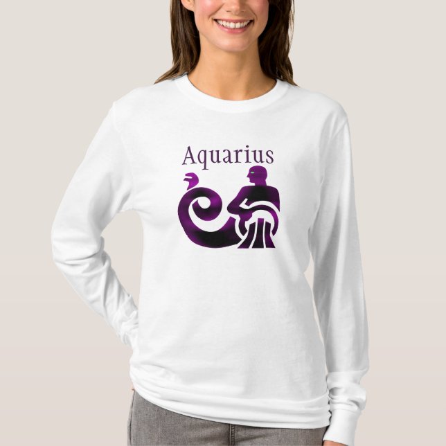 Zodiac Sign Aquarius Lila Horoskop Astrologie T-Shirt (Vorderseite)