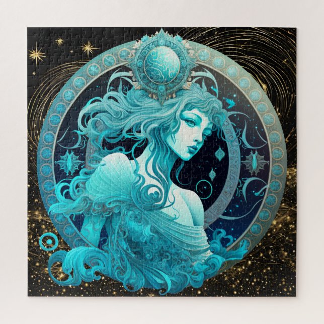 Zodiac Sign Aquarius Puzzle, 20"x20" 676 Stk. Puzzle (Vertikal)