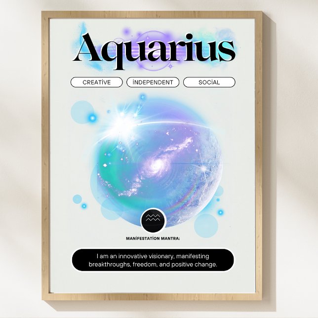 Zodiac Sign Aquarius Quote Air Element Poster (Zodiac Sign Aquarius Quote Air Element Poster)