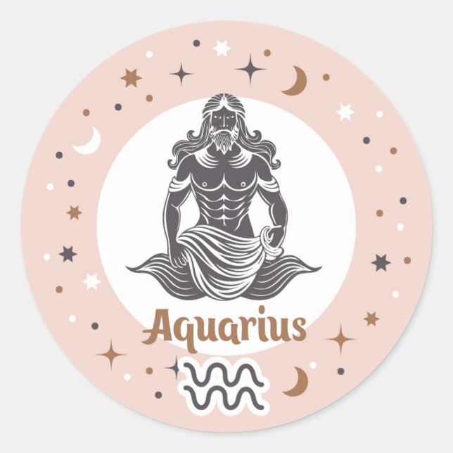 Zodiac Sign Aquarius Runder Aufkleber (Vorderseite)