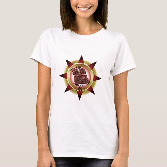 Zodiac Sign Aries Design T-Shirt (Vorderseite)