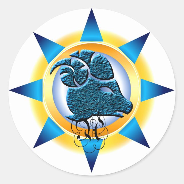 Zodiac Sign Aries Designgeschenk Runder Aufkleber (Vorderseite)