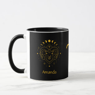 Zodiac Sign Aries Golden Yellow Anpassbare Tasse