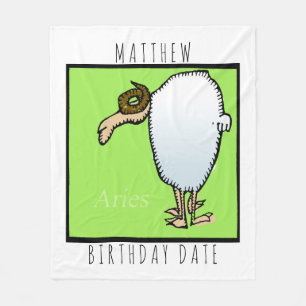 Zodiac Sign Aries Personalisiert Geburtstagsblanke Fleecedecke