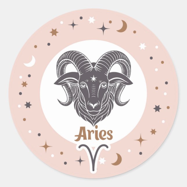 Zodiac Sign Aries Runder Aufkleber (Vorderseite)