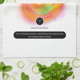 Zodiac Sign ARIES Zitat   Elementfeuer Geschirrtuch