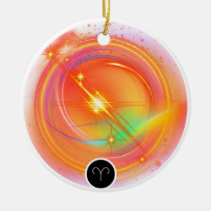 Zodiac Sign ARIES Zitat   Elementfeuer Keramik Ornament