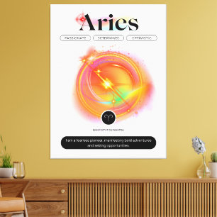 Zodiac Sign ARIES Zitat Elementfeuer Leinwanddruck
