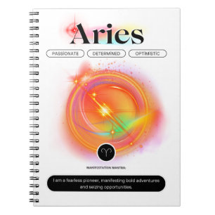 Zodiac Sign ARIES Zitat Elementfeuer Notizblock