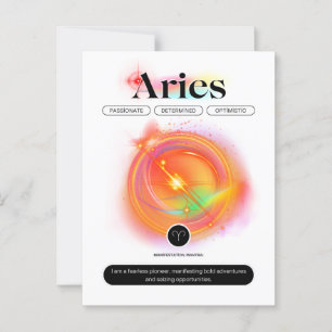 Zodiac Sign ARIES Zitat Elementfeuer Postkarte