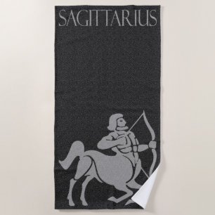 Zodiac Sign Black und Gray Sagittarius Horse Man Strandtuch