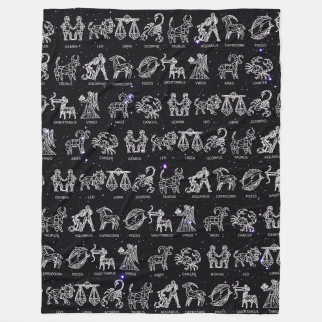Zodiac Sign Blanket (schwarz) Fleecedecke (Vorderseite)