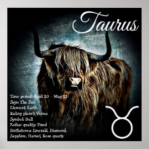 Zodiac Sign Bull Symbol Taurus Astrologie Poster