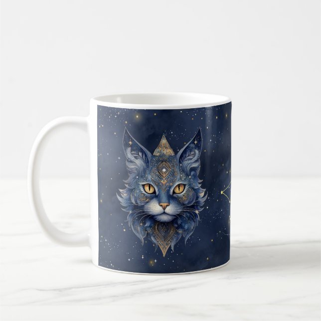 Zodiac Sign Capricorn & Celestial Cat Tasse (Links)