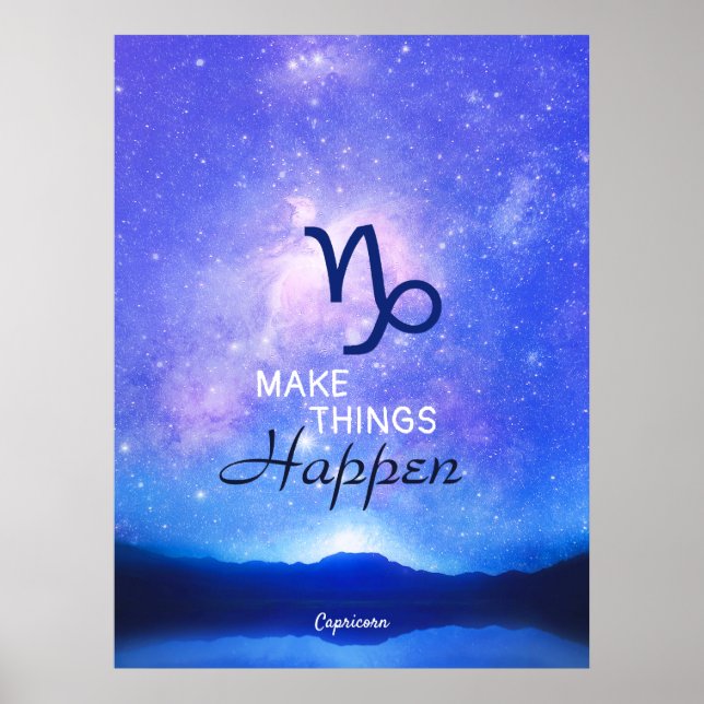 Zodiac Sign Capricorn Dreamy Star Sky Quote Poster (Vorne)