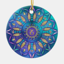 Zodiac Sign Capricorn Mandala Christmas Ornament