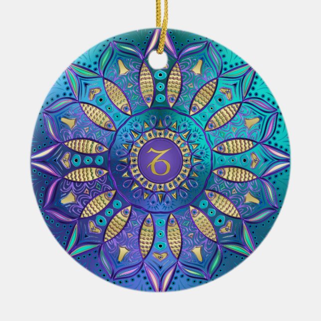 Zodiac Sign Capricorn Mandala Christmas Ornament (Vorne)