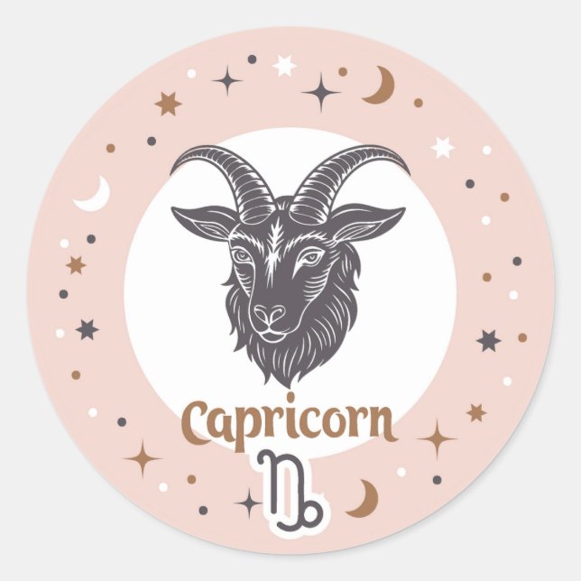 Zodiac Sign Capricorn Runder Aufkleber (Vorderseite)