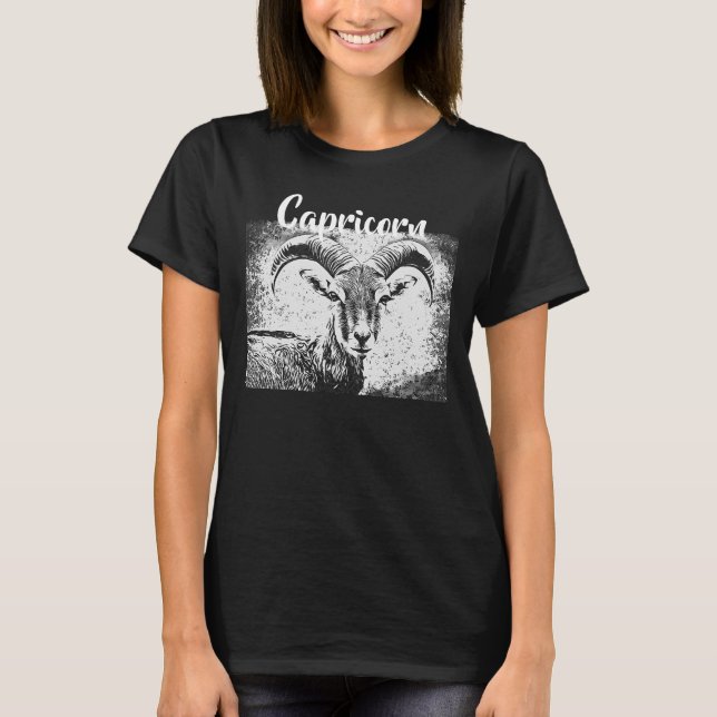 Zodiac Sign Capricorn Ziege Symbol T-Shirt (Vorderseite)