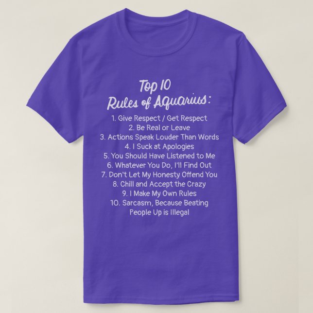 Zodiac Sign Funny Top 10 Rules Of Aquarius Premium (Design vorne)