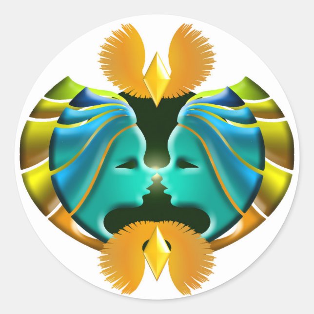 Zodiac Sign Gemini Design Runder Aufkleber (Vorderseite)