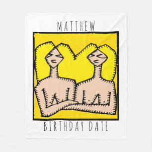 Zodiac Sign Gemini Personalisiert Geburtstag Blank Fleecedecke