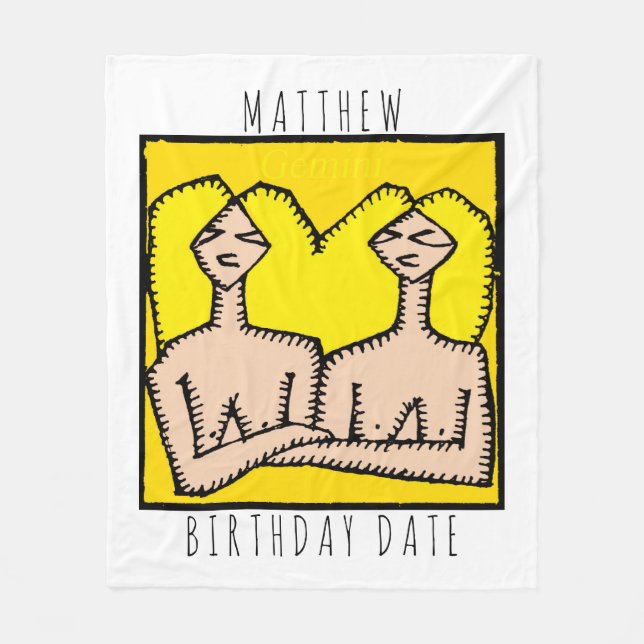 Zodiac Sign Gemini Personalisiert Geburtstag Blank Fleecedecke (Vorderseite)