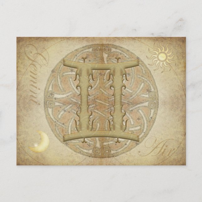 Zodiac Sign Gemini Postcard Postkarte (Vorderseite)