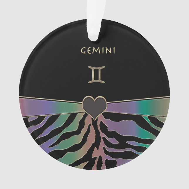 Zodiac Sign Gemini Rainbow Zebra Design Ornament (Vorderseite)