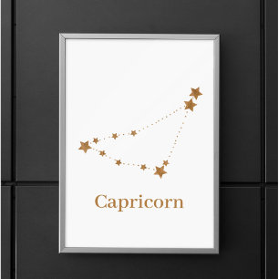 Zodiac Sign Gold Capricorn   Element Erde Poster