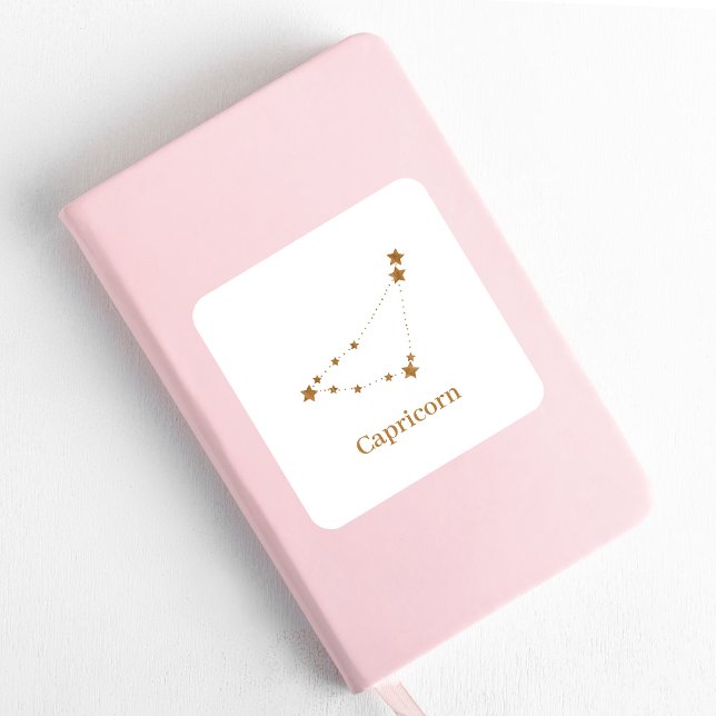 Zodiac Sign Gold Capricorn | Element Erde Quadratischer Aufkleber (Von Creator hochgeladen)