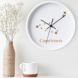Zodiac Sign Gold Capricorn | Element Erde Runde Wanduhr<br><div class="desc">Zodiac Sign Gold Capricorn | Element Erde</div>