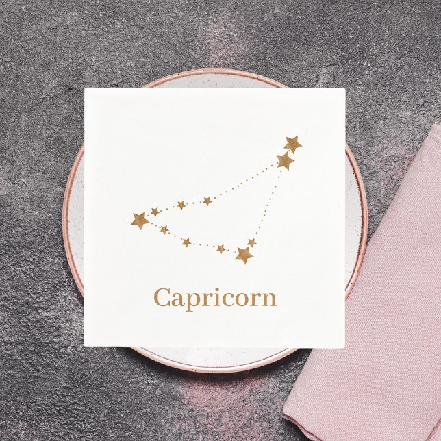 Zodiac Sign Gold Capricorn | Element Erde Serviette (Von Creator hochgeladen)
