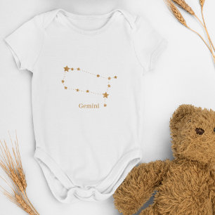 Zodiac Sign Gold Gemini Element Air Baby Strampler