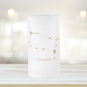 Zodiac Sign Gold Gemini   Element Air Mattglas Bierglas