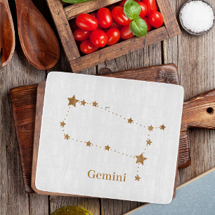 Zodiac Sign Gold Gemini   Element Air Schneidebrett